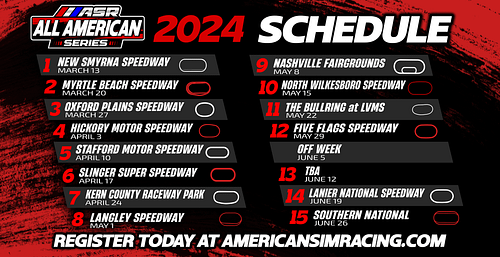 The 2024 ASR All American Series Schedule is here!!!